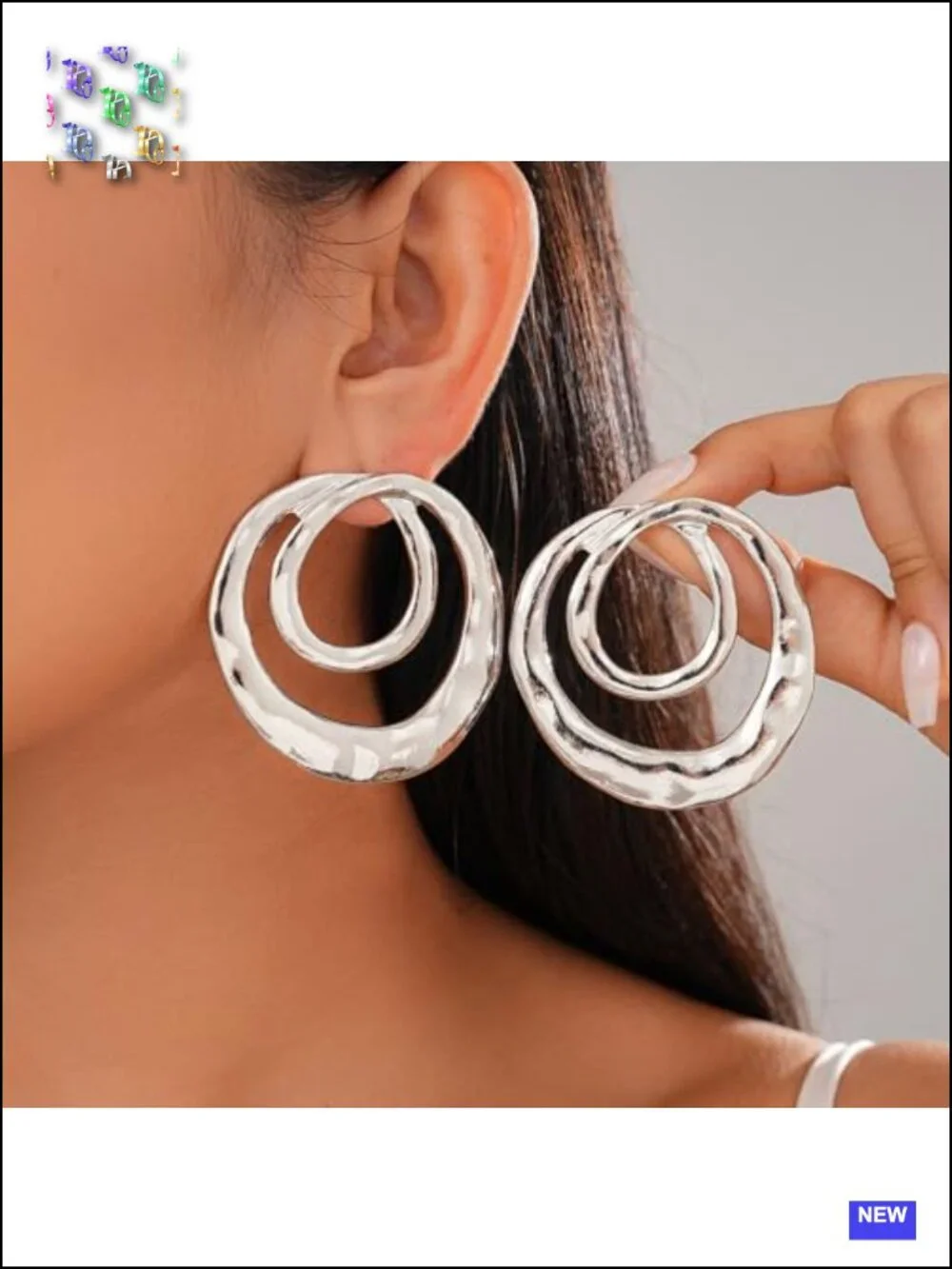 Chunky Geometric Dangle Earrings Large Statement Drop Earrings Circle Hollow